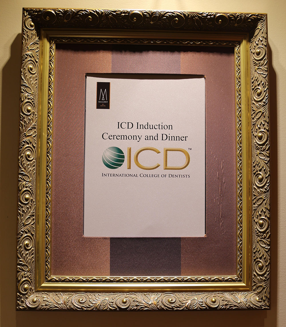 Certificate of attendance for the ceremony dinner for the international college of dentists.