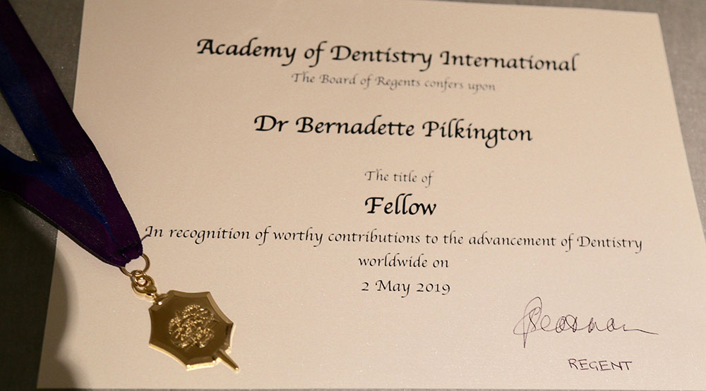 Certificate of attendance for the ceremony dinner for the international college of dentists