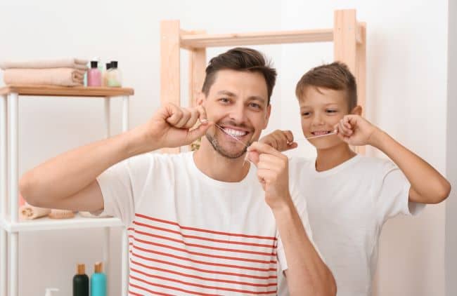 Medical professionals state that you can start flossing your child's teeth as soon as they have two teeth that start to touch.