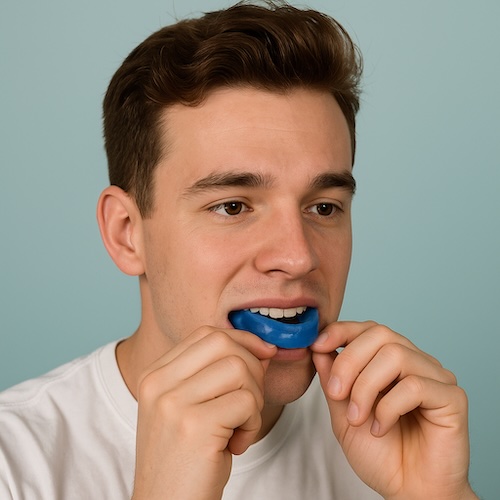 man putting in bite splint