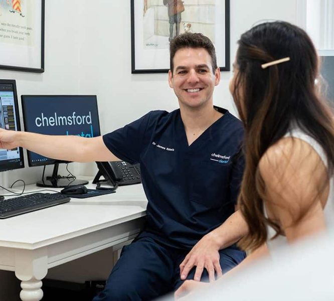 Dentist explaining results to patient