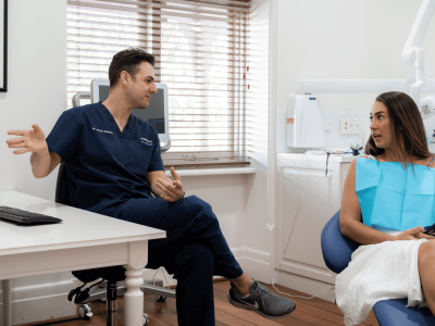 Dentist performing a dental check-up and clean at Chelmsford Dental Mount Lawley