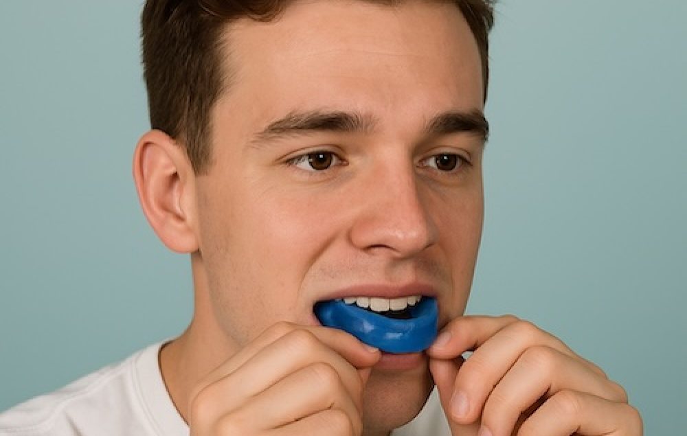 man putting in bite splint