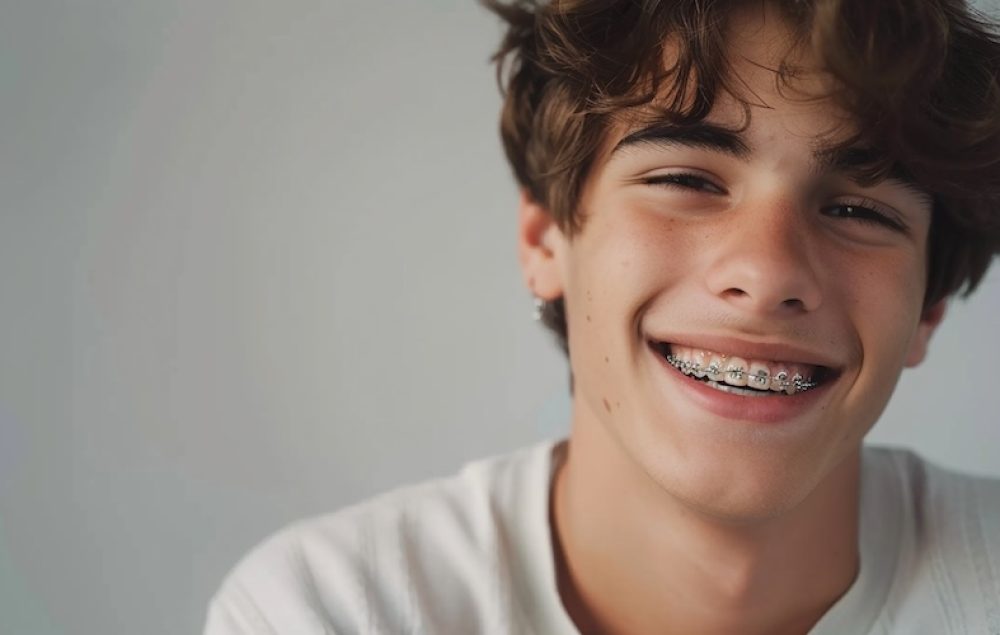 male smiling with braces