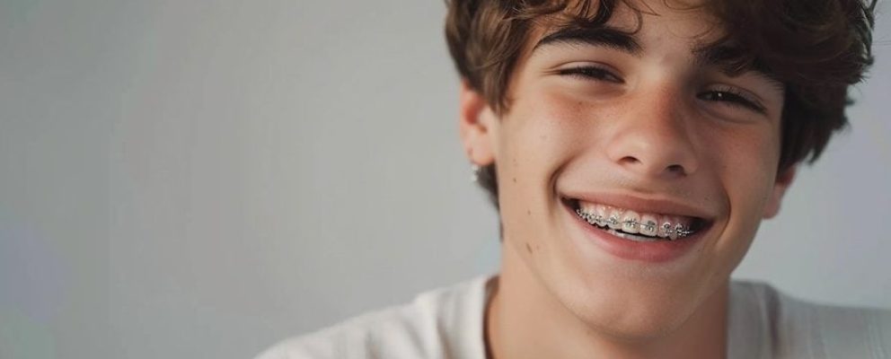 male smiling with braces