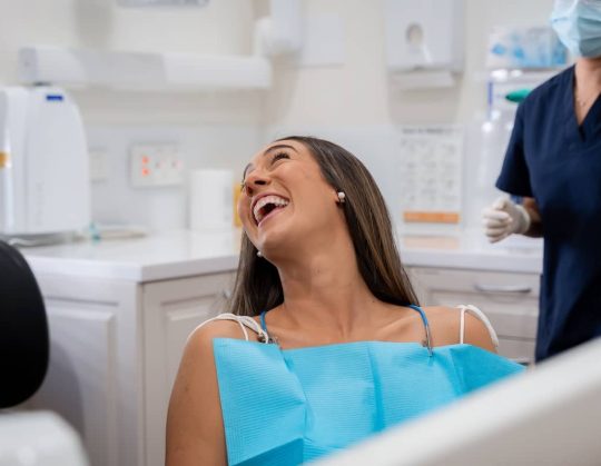 lady smiling in dental chair