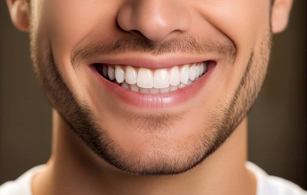 man smiling showing off his white teeth